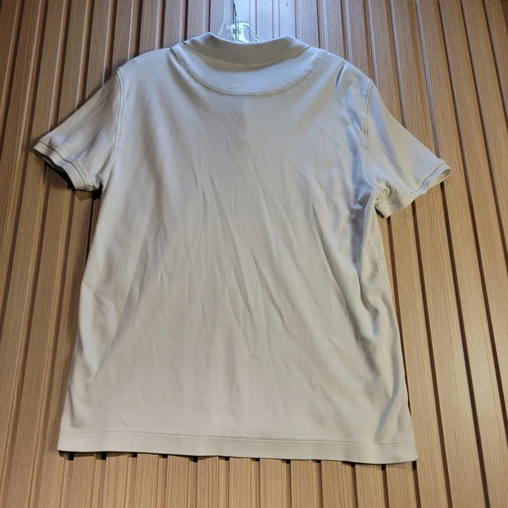 Banana Republic Luxury Touch Polo Shirt Mens Medium Cream White Cotton Short Slv